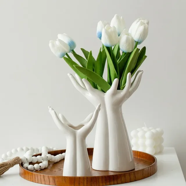 Vase en céramique bras de main Bouquet de paume…