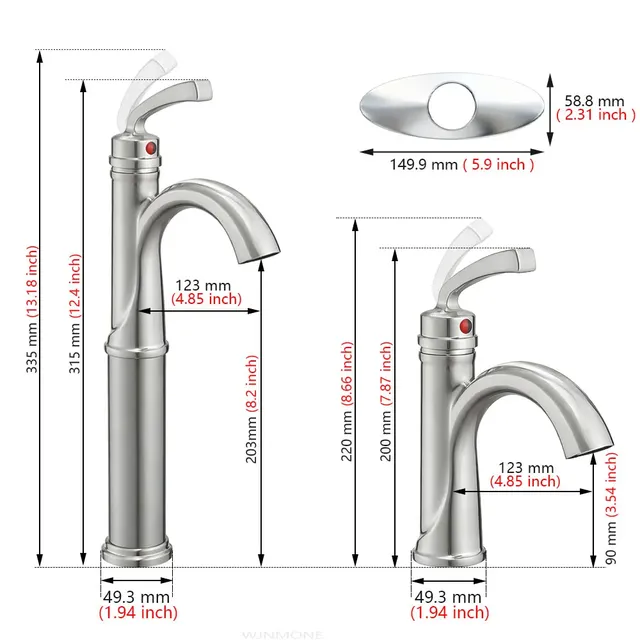 Robinets de lavabo en or brossé – vue 7