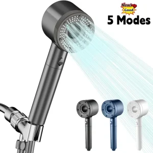 Pommeau de douche réglable à 5 modes, douche à effet de pluie, pomme de douche à grand débit, haute pression, économie d&rsquo;eau, mélangeur de douche, accessoires de salle de bains