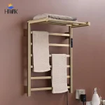 Sèche-serviettes électrique en acier inoxydable, chauffe-serviettes de salle de bain, or brossé, contrôle de la température Wifi, porte-serviettes chauffant