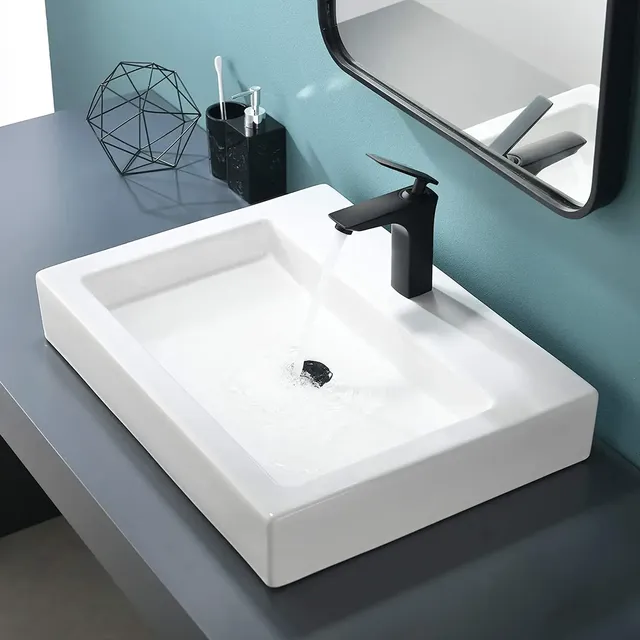Meuble vasque suspendu noir finition bois texturé lavabo… – vue 5