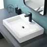 Meuble vasque suspendu noir finition bois texturé lavabo… – vue 5