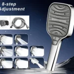 Pommeau de douche réglable, 8 modes, douche à pluie, grand débit, haute pression, économie d&rsquo;eau, mélangeur de douche, accessoires de salle de bains