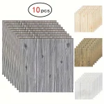 Panneaux de papier peint en Grain de bois, 10 pièces, pour décoration murale intérieure, mur en mousse auto-adhésif pour murs de fond de télévision, chambre à coucher