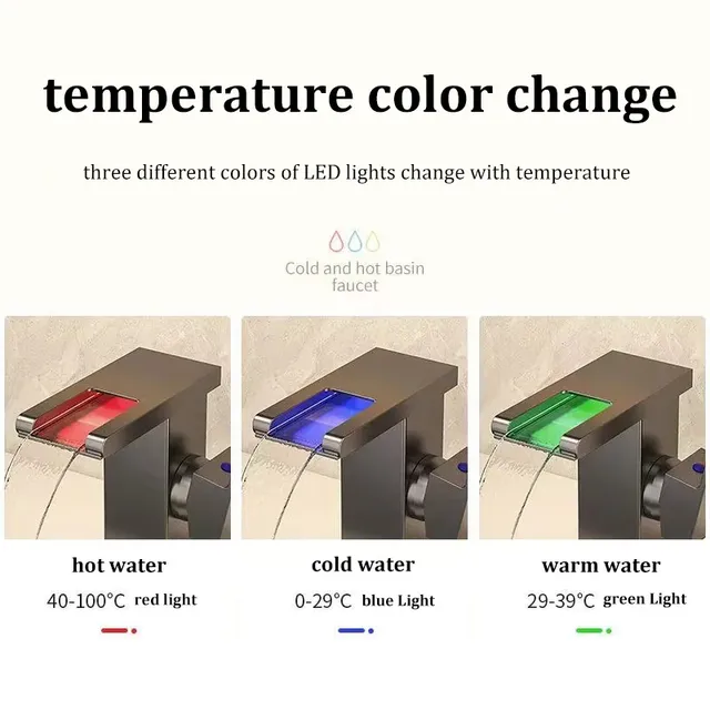 Lavabo Style cascade tout en cuivre lumière LED robinet… – vue 3