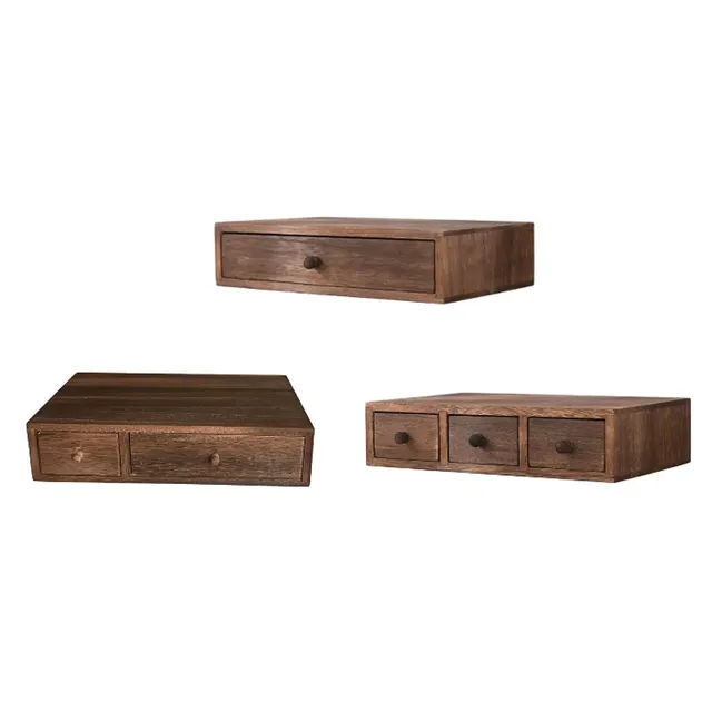 Organisateur bureau tiroir bois rustique massif compact…