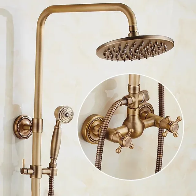 Pommeau de douche mural en laiton antique – vue 6