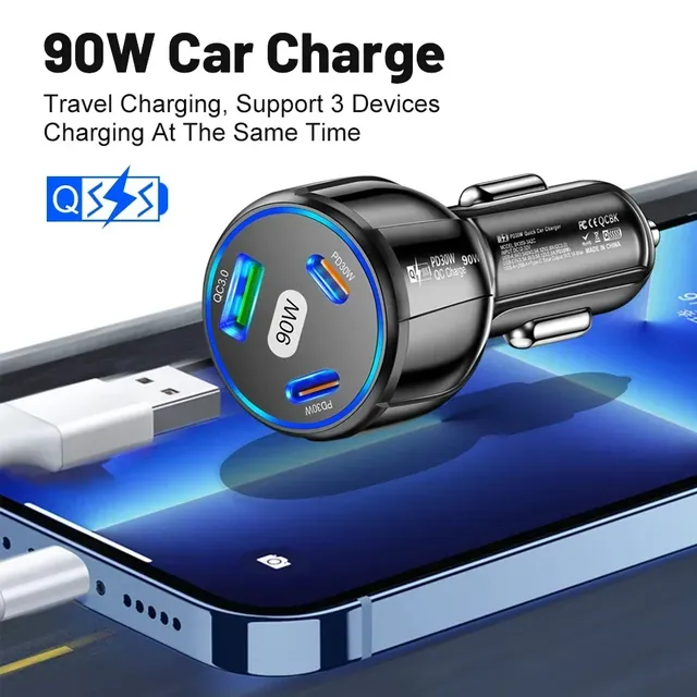 Chargeur de voiture 90W 3 en 1 QC3.0 PD Type C USB… – vue 4