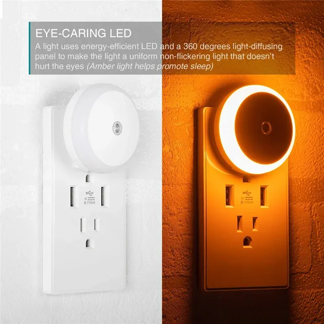LED veilleuse capteur de nuit intelligent rond brancher… – vue 4