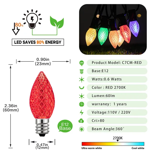 Ampoule Led en plastique RGB C7 – vue 5