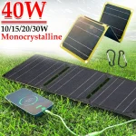 Panneau solaire portable extérieur injuste, chargeur de téléphone de batterie, PD 20W, QC 3.0, 5V, 9V, 12V, USB A C Power Bank, 5V, 30W, 40W