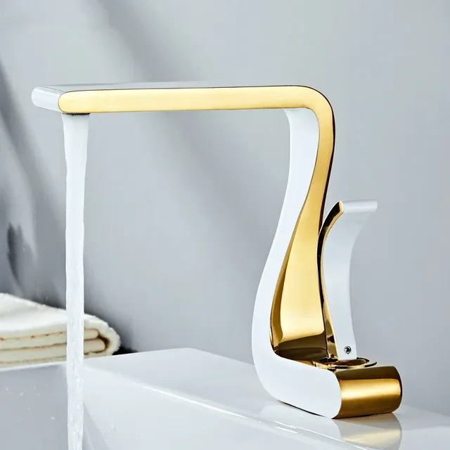 Robinet mitigeur de salle de bains de luxe en or blanc – vue 2