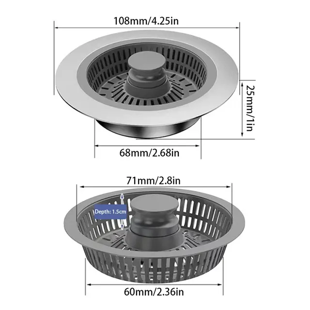 Bonde vidange évier crépine filtre inoxydable 304 brossé… – vue 6