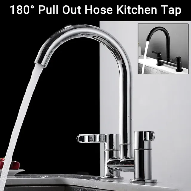Robinet évier cuisine laiton chromé bec pivotant 360… – vue 3