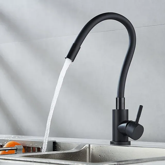 Robinet de cuisine en acier inoxydable noir – vue 3
