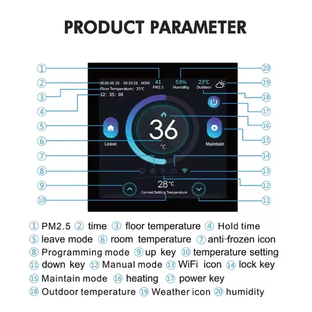Thermostat intelligent WiFi avec capteur de CO2 et… – vue 5