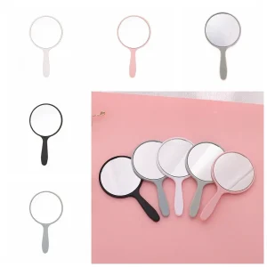 miroir maquillage rond portable poche compact léger poignée ergonomique plastique ABS mat antichoc antichute couleurs rose bleu noir miroir maquillage rond portable poche compact léger poignée ergonomique plastique ABS mat antichoc antichute couleurs rose bleu noir