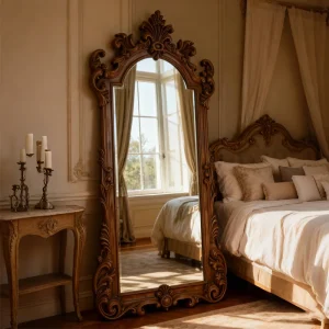 Miroir de maquillage léger de style français de luxe, miroir mural de salle de bains, miroirs de sol, décoration de maison complète, miroirs décoratifs