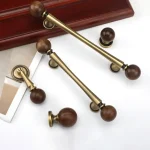 Poignées d&rsquo;armoire en laiton et en bois de noyer, boutons rétro américains, Style européen, boutons de luxe en noyer, quincaillerie d&rsquo;armoire