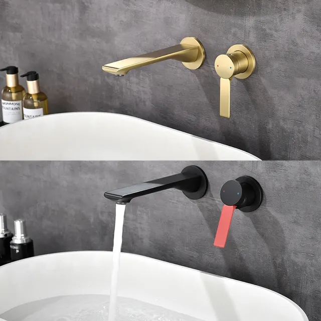 Robinet de lavabo mural tout en cuivre haut de gamme – vue 3