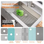 Tapis d&rsquo;évier de cuisine en Silicone avec trous de Drainage, tampon de séchage de vaisselle multi-compartiments, protecteur d&rsquo;évier antidérapant pour la vaisselle