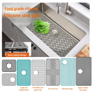 Tapis d’évier de cuisine en Silicone avec trous de Drainage, tampon de séchage de vaisselle multi-compartiments, protecteur d’évier antidérapant pour la vaisselle Tapis d’évier de cuisine en Silicone avec trous de Drainage, tampon de séchage de vaisselle multi-compartiments, protecteur d’évier antidérapant pour la vaisselle