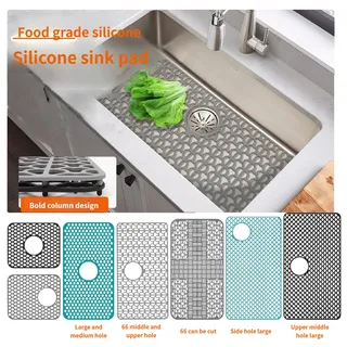 Tapis d'évier de cuisine en Silicone avec trous de Drainage