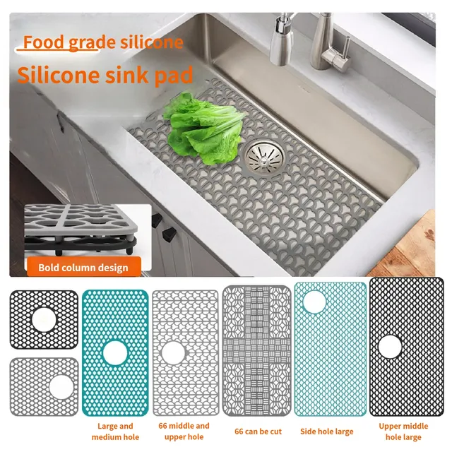 Tapis d'évier de cuisine en Silicone avec trous de…
