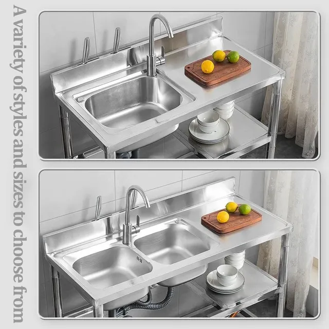 Evier Acier Inox304 Bac Unique Finition Polie Dosseret… – vue 3