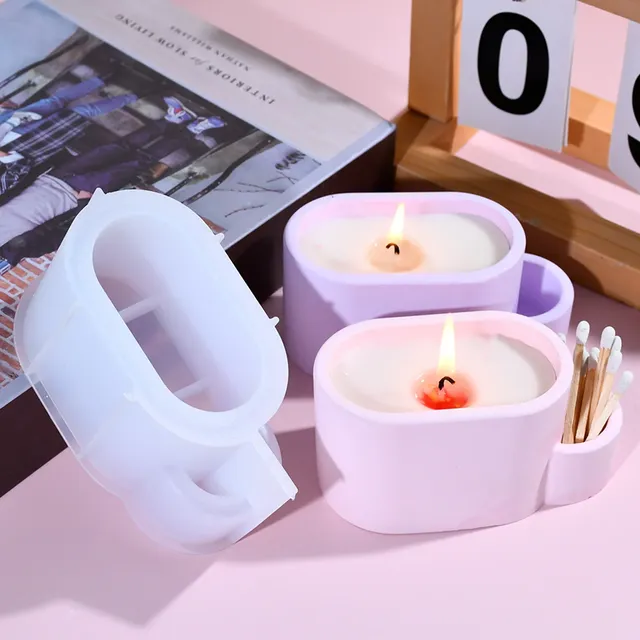 Tasse à bougie ovale avec boîte de rangement de… – vue 2