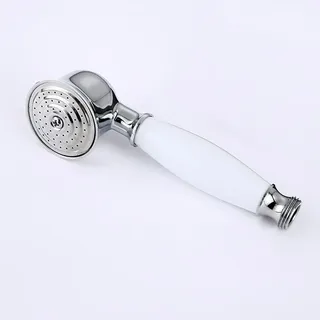 Douchette main chromé laiton brillant rétro céramique blanche tête…