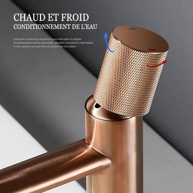 Robinet de lavabo en or rose brossé Robinet de salle de… – vue 5