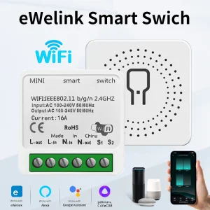 Ewelink 16A WIFI commutateur Intelligent commutateur sans fil 100-240V avec contrôle bidirectionnel prise en charge commande vocale Alexa Google Assistant