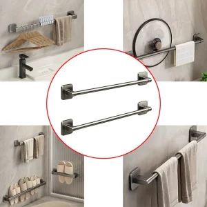 Porte-serviettes mural, support de rangement pour salle de bain, sans perçage, barre horizontale, accessoires de cuisine et de salle de bains