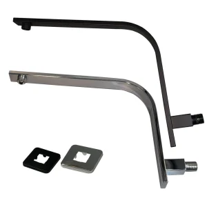 Bras et bride de douche haut de gamme fixés au mur noir/chromé, pluie carrée de montée de douche Bras et bride de douche haut de gamme fixés au mur noir/chromé, pluie carrée de montée de douche