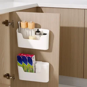 Support de rangement adhésif mural de cuisine, boîte de rangement multifonctionnelle pour porte d’armoire sous évier, étagère à tiroir, organisateur de salle de bains Support de rangement adhésif mural de cuisine, boîte de rangement multifonctionnelle pour porte d’armoire sous évier, étagère à tiroir, organisateur de salle de bains