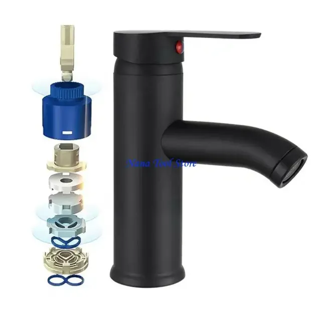 Mitigeur lavabo monotrou monocommande contemporain acier… – vue 3