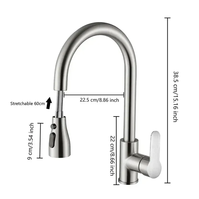 Robinets de cuisine en acier inoxydable 304 – vue 6