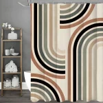 Rideau de douche en arc Simple et moderne, rideau de douche décoratif pour salle de bain, rideau de douche étanche avec crochets