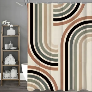 Rideau de douche en arc Simple et moderne, rideau de douche décoratif pour salle de bain, rideau de douche étanche avec crochets Rideau de douche en arc Simple et moderne, rideau de douche décoratif pour salle de bain, rideau de douche étanche avec crochets