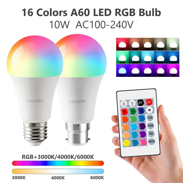 Ampoule intelligente E27 B22 RGB à intensité variable