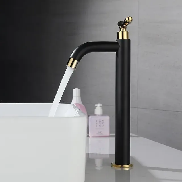 Mitigeur lavabo vasque monotrou poignée levier dorée… – vue 4