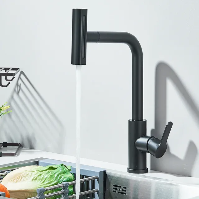 Robinet d'évier de cuisine noir extractible – vue 2