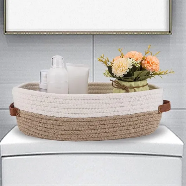 Panier rangement ovale corde tressée beige bohème… – vue 3