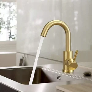 Robinet de cuisine en acier inoxydable, robinet Flexible rotatif à 360 degrés, robinet d&rsquo;évier d&rsquo;eau chaude et froide, mélangeur de cuisine en or