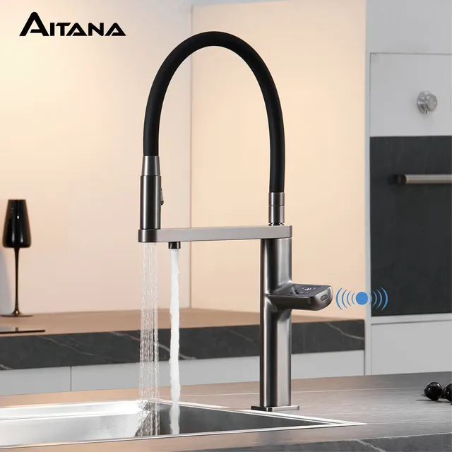 Robinet de cuisine gris pistolet de luxe