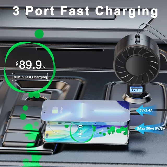 Chargeur voiture rétractable rapide noir trois… – vue 5