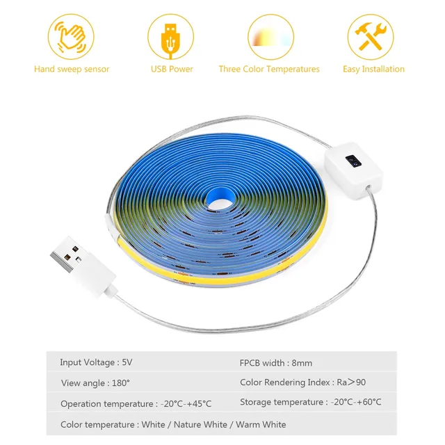 Lumières de salle de bain miroir lumière LED bande COB… – vue 3