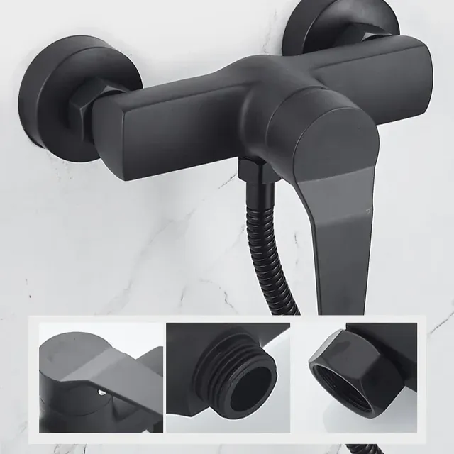 Robinet mitigeur mural noir pour salle de bains et douche – vue 4
