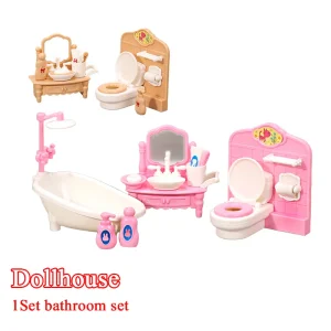1 ensemble 1:12 maison de poupée Miniature baignoire toilette évier salle de bain ensemble meubles maison modèle décor jouet maison de poupée accessoires